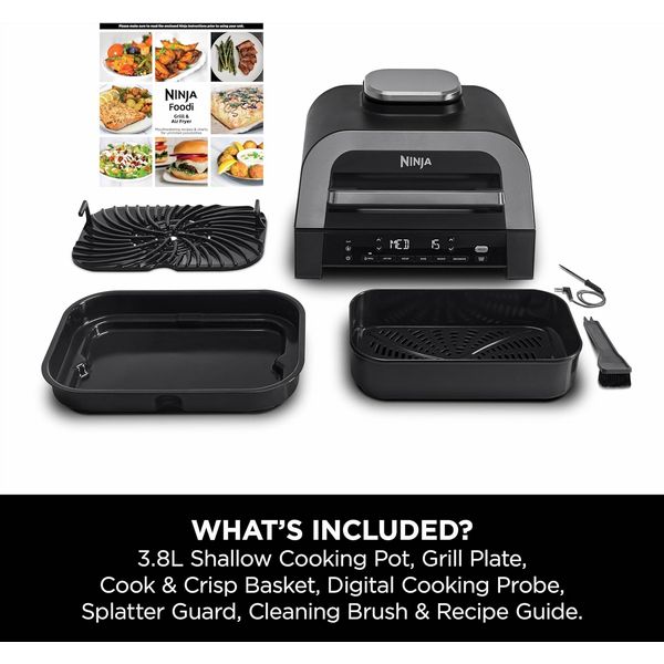 Ninja Dg551Uk 6-In-1 Max Indoor Grill & Air Fryer - Grey & Silver