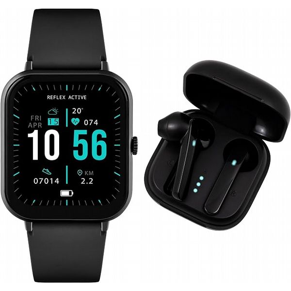 Reflex Active Series 17 Black Strap Smart Watch and True Wireless Sound Earbud Bundle
