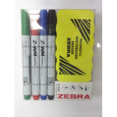 Zebra Pens - ZWM Whiteboard Marker 4 Pk + Eraser