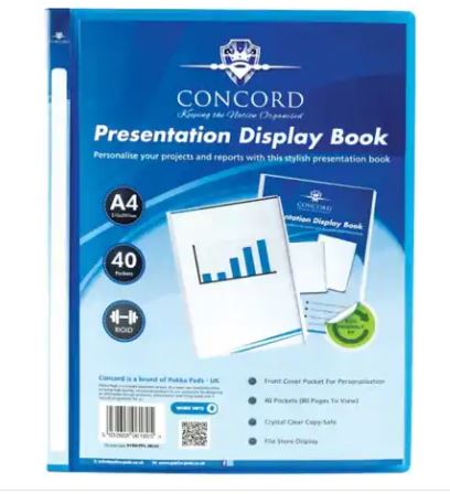 6175-PFL Presentation Display Book 20 Pocket A4 Blue