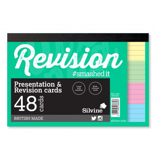 Silvine 6”x4” Revision & Presentation Cards, Asstd Colours