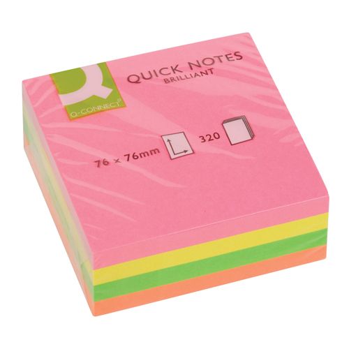 Q-Connect Quick Note Cube 76x76mm Neon