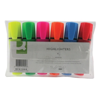 Q-Connect Highlighter Pens Assorted Wallet of 6