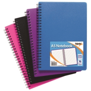 A5 Wiro PP Notebook 140 Pages TGR01472 Pack of 5