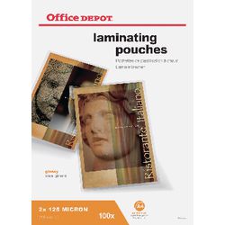 Office Depot A4 250 Micron Clear Gloss Laminating Pouches - Pack of 100